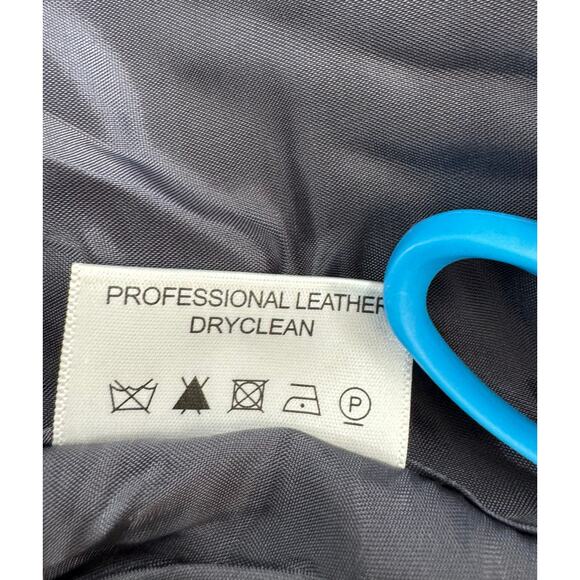 Tory Burch Leather/Suede Jacket Gray Blue Leather Button Up Jacket Size 14 r1 - Picture 8 of 10